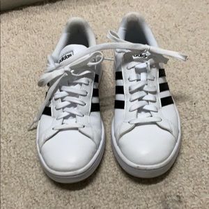 Adidas old school black and white sneakers